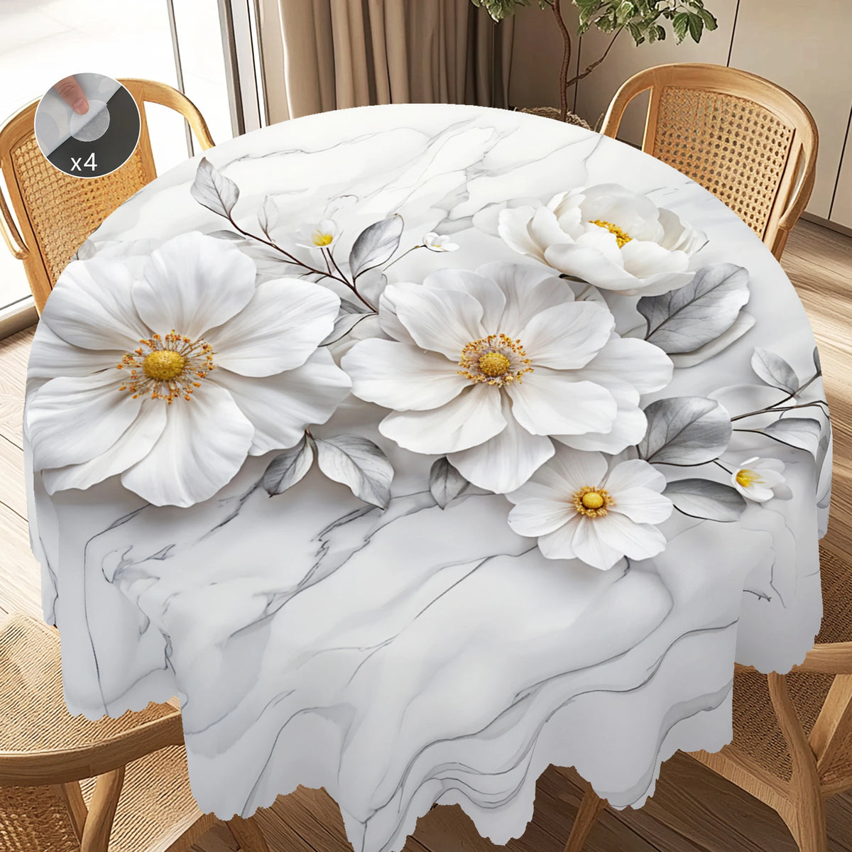 nappe polyestre imperméable fleurs blanches moderne blanc gris dentelée mariageextérieur