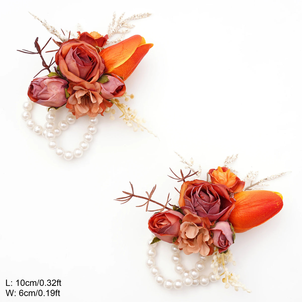 bouquet fleurs artificielles roses orange beige blanc feuilles séchées décoration mariage fête romantique