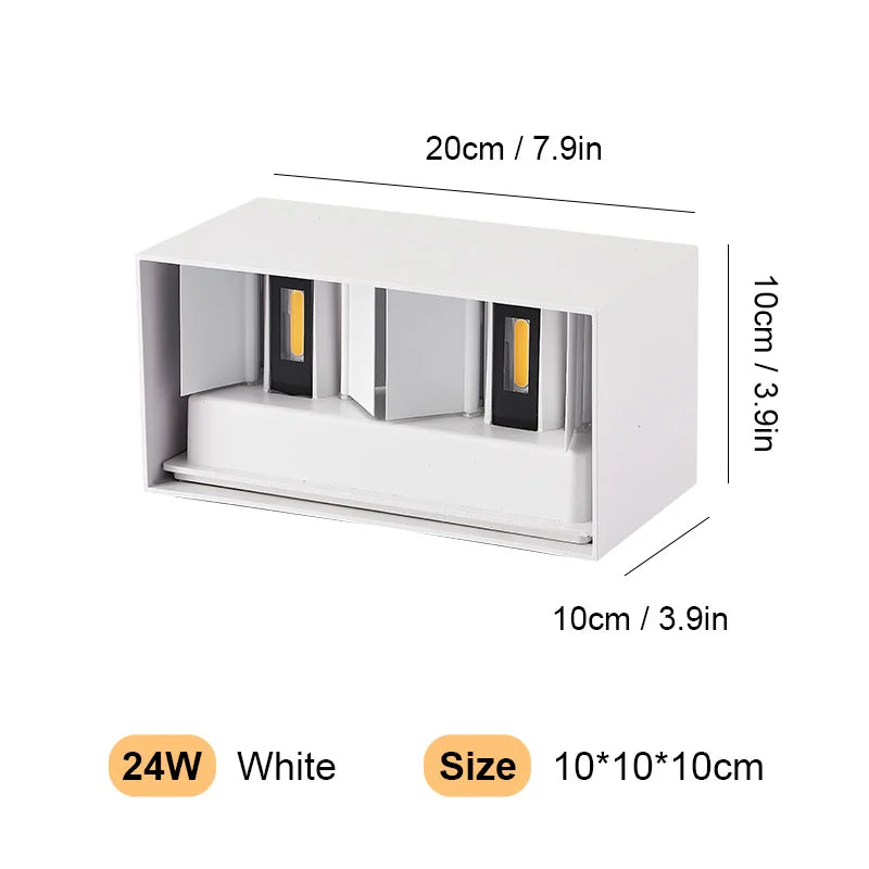 applique murale contemporaine led 24w 12w 6w noir blanche aluminium étanche ip65