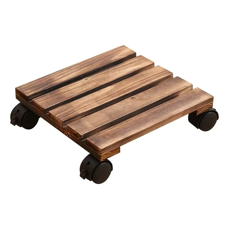 supports plantes roulants robustes bois massif non enduit plateaux pots fleurs roulettes rustique multifonctionnels
