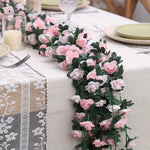 guirlande fleurs artificielles roses vertes décoration murale mariage romantique intérieur festive anniversaire