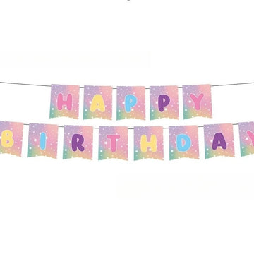 assiettes papier multicolore gobelets serviettes guirlande étoiles blanches fond irisé festif 9inch plates paper