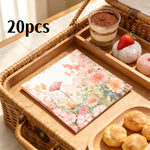 serviettes papier multicolores fleurs papillons illustration mariage anniversaire décoration table thé
