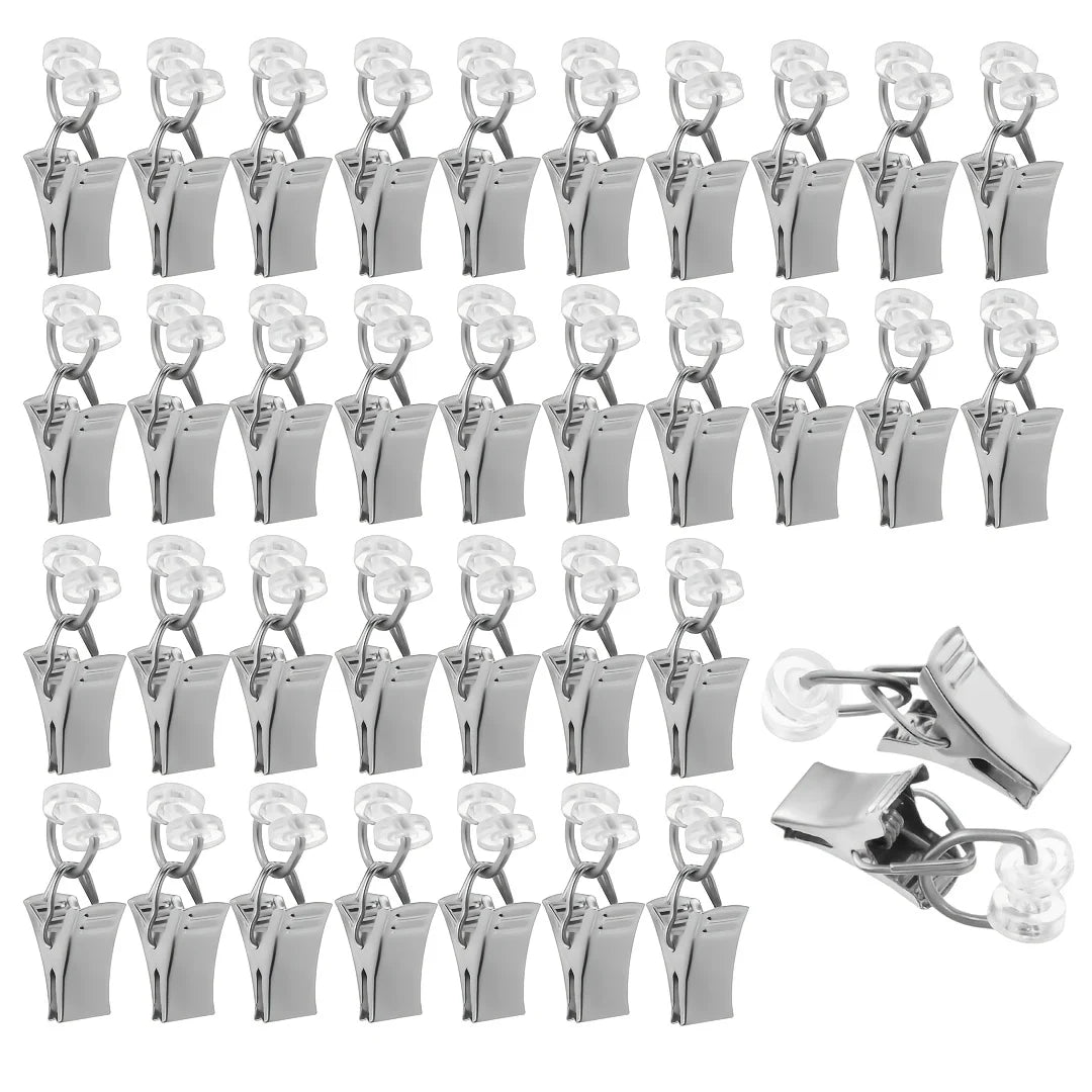 pinces rideau argentées modernes clips robustes transparents opaques accessoires fenêtres douches