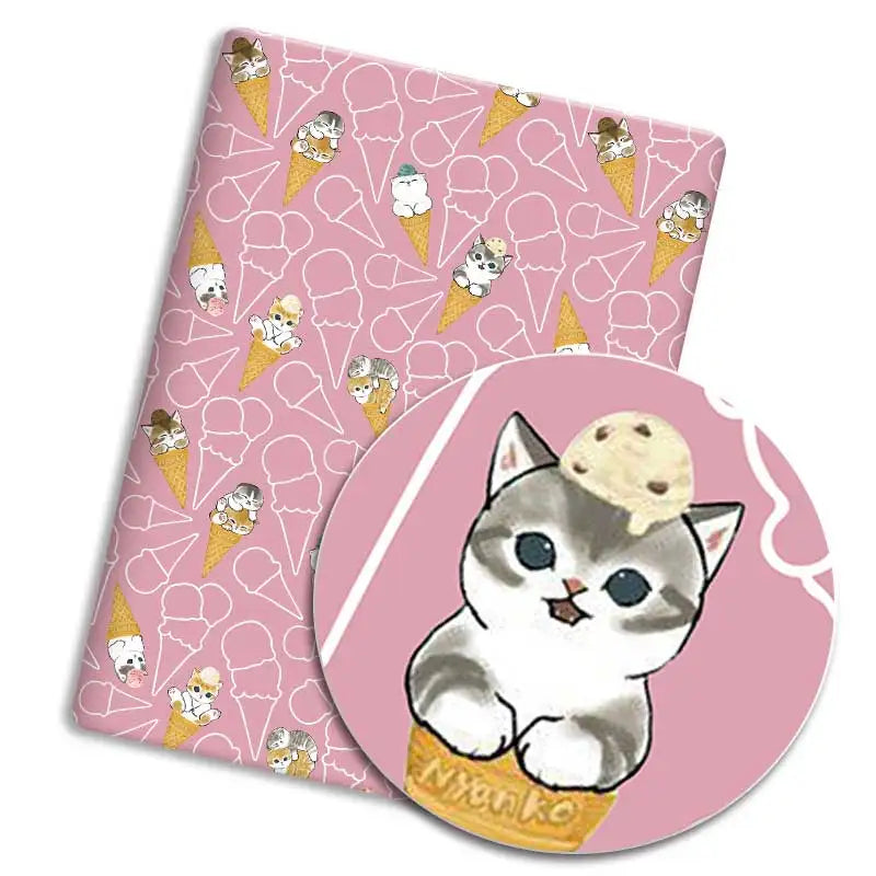 serviettes animales bleu vert rouge illustration mignonne chiens chats oiseaux coton polyester