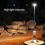 lampe solaire portable led vert blanc télescopique rechargeable trépied base magnétique camping randonnée aventure