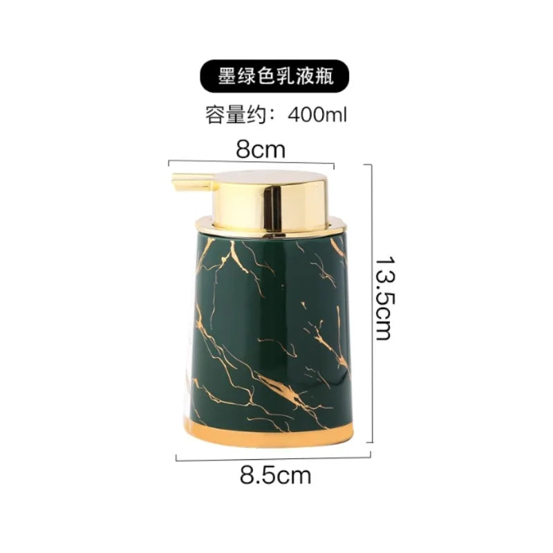 ensemble vaisselle salle bain marbre doré moderne vert foncé blanc noir respectueux environnement
