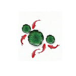 décoration murale moderne poissons rouges feuilles lotus blanc argenté verte