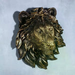 décoration murale masque lion doré noir résine réaliste sculptural fixations chambre maison
