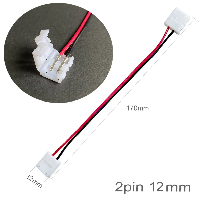 connecteur double tête bande led 2pin 3pin 4pin 5pin 6pin 15cm blanc rouge noir