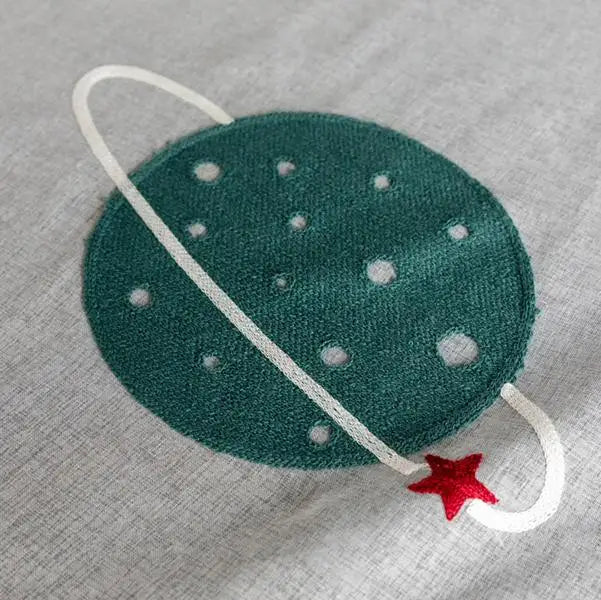 rideau moderne enfant planètes fusées étoiles polyester translucide chambre salon