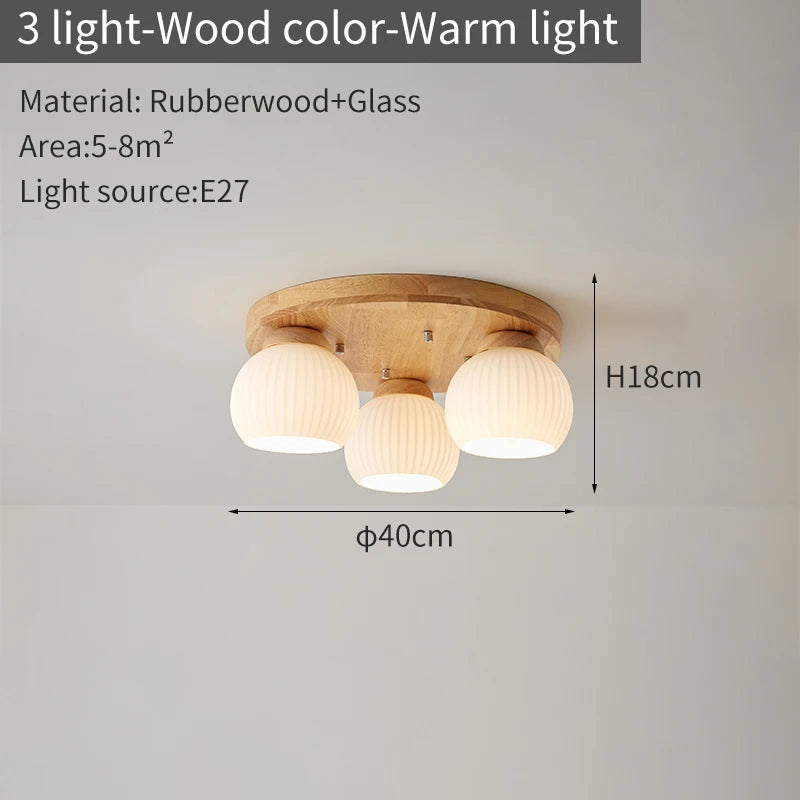 lampe moderne bois blanc abat jour verre motifs plissés éclairage chambre coucher