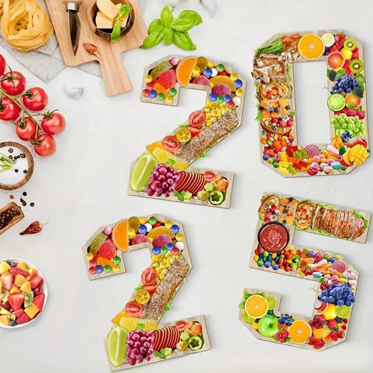lettres décoratives bois numérotées fruits bonbons anniversaire enfant moderne festive