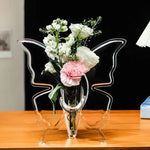 vase fleurs papillon transparent moderne décoration maison étagère rose lisse brillant