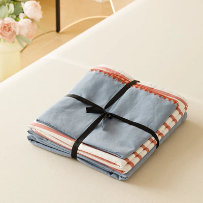Housse de couette bleue marine 3 pièces sur un lit double