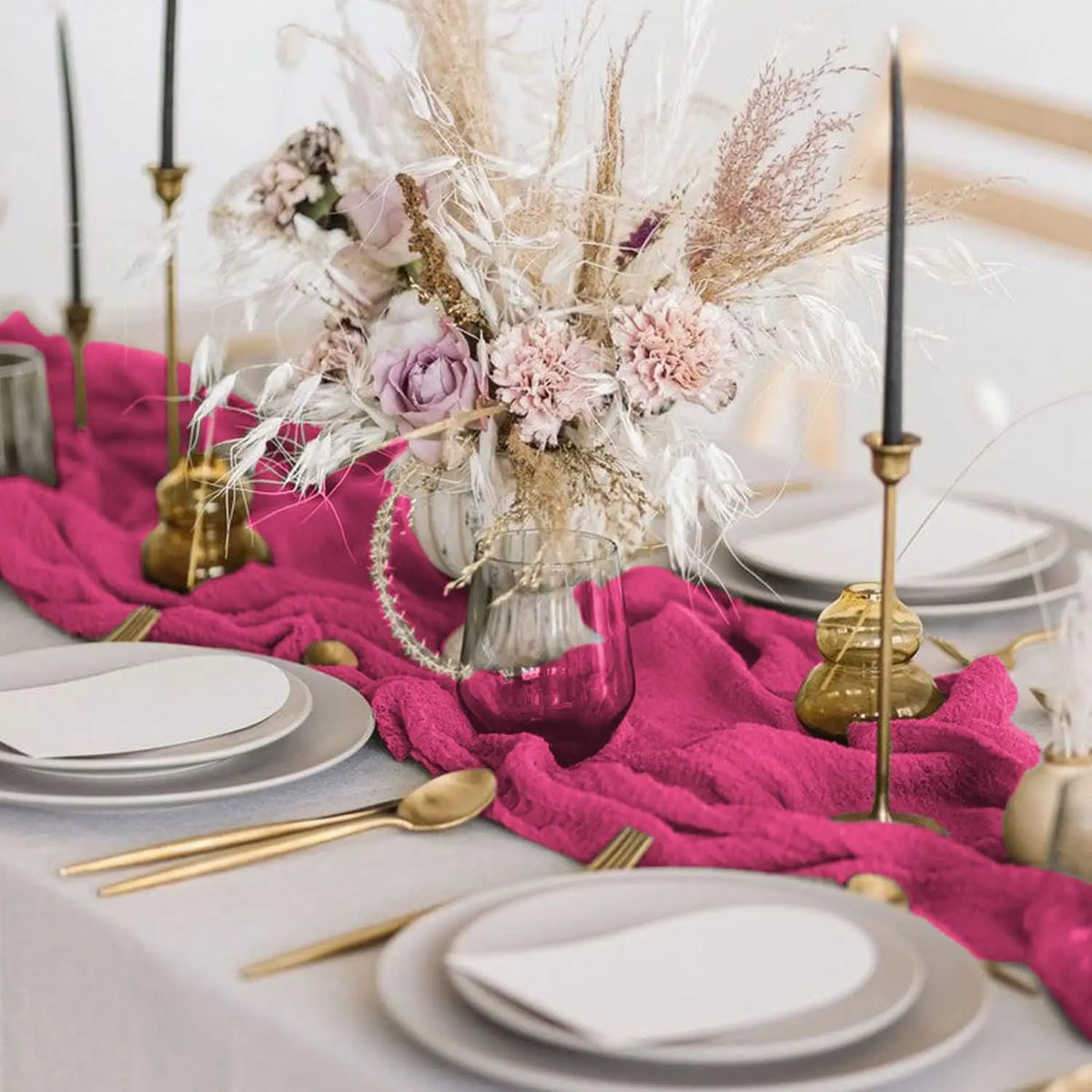 nappe table rose texturée semi transparente élégante rustique mariage fêtes décoration festive