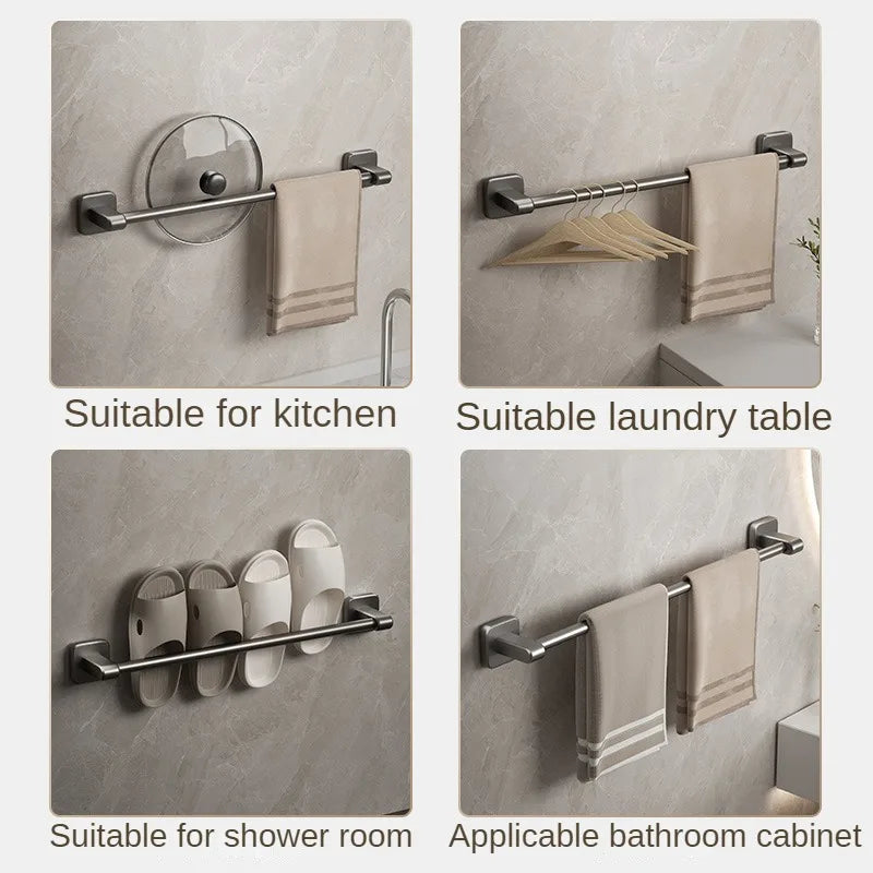 porte serviettes mural acier inoxydable gris serviettes moderne fixations vis sans trou salle bain