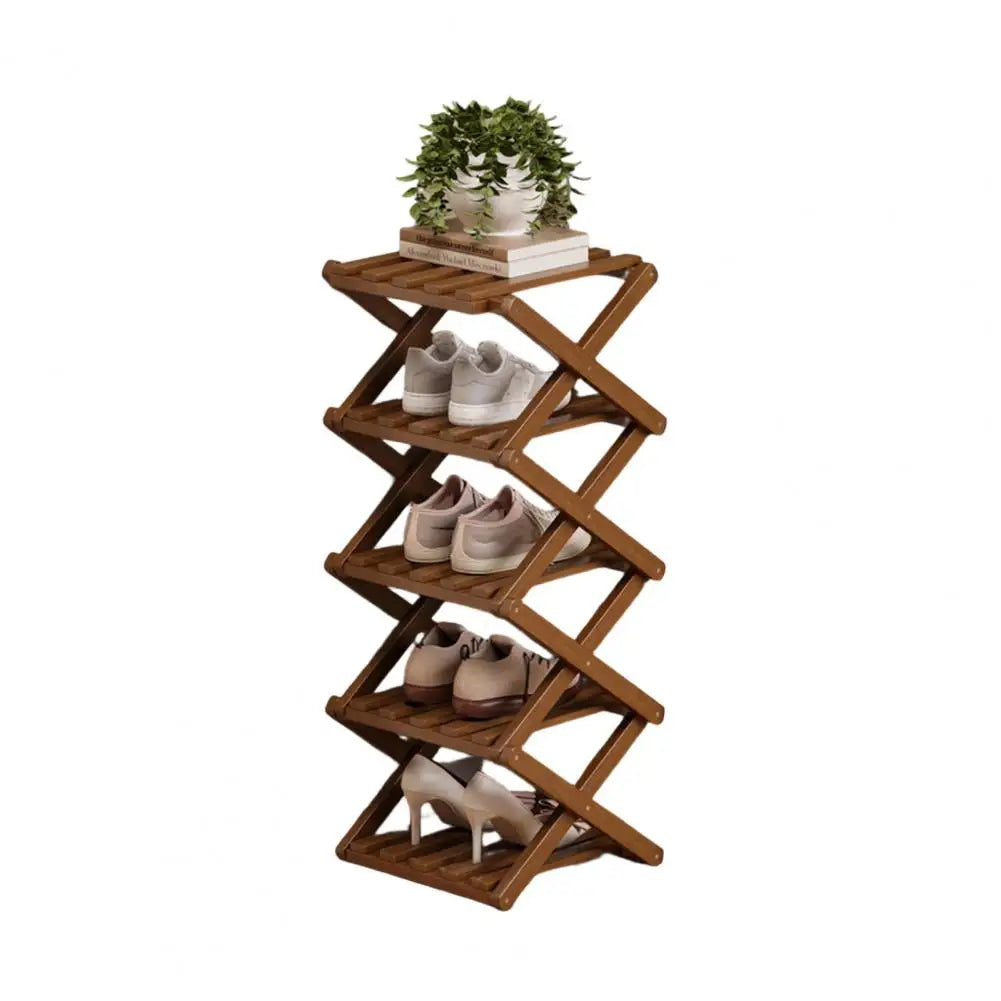 étagère pliable bois chaussures moderne réutilisable niveaux entrée couloir petit espace