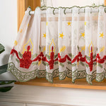 rideau floral transparent polyester motifs géométriques blanc orange vert rouge