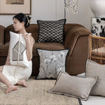 coussin deco gris noir blanc motif floral texture tissée contemporain adhésif maison voiture commercial