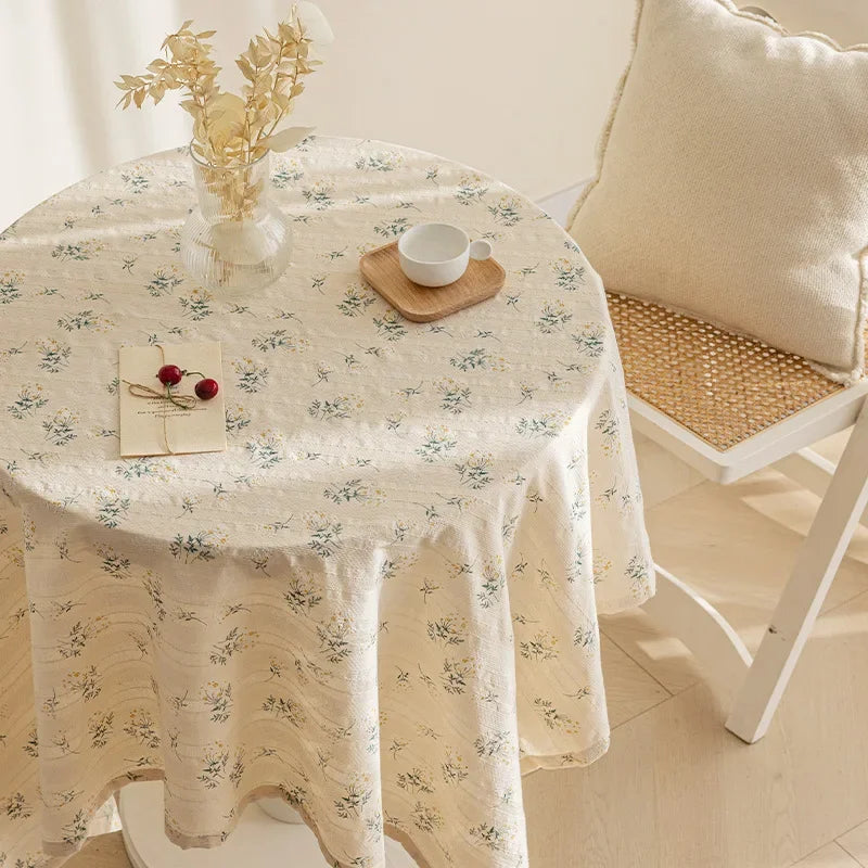 nappe table coton verte motifs floraux semi transparente classique rustique pâques noël