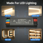 alimentation led 12v 24v 36w 65w 100w 200w clips noir moderne