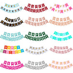 guirlande fanions happy birthday bleu rose vert noir blanc festif décoration anniversaire festive opaques