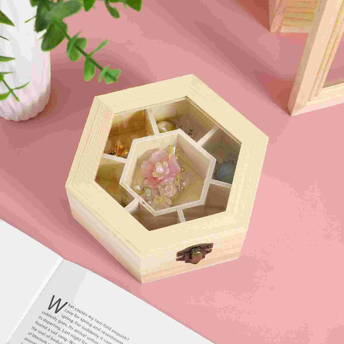 boîte bijoux bois naturel classique cadenas rangement bijoux handmade storage box