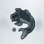 patch brodé poisson koi noir ecailles traditionnel asiatique coton polyester diy personnalisable