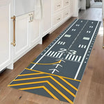 tapis moderne piste aéroport gris jaune blanc noir antidérapant salon chambre