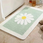 tapis bain moderne vert clair motif fleur blanche non glissant machine lavable 60cm 40cm