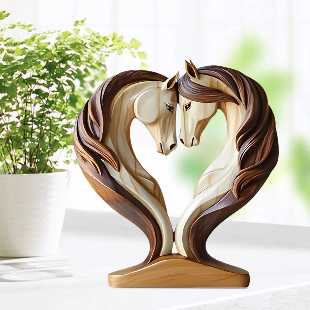 statue bois blanc marron art moderne peinture abstraite ligne fluide salon entrée chambre base