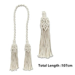 rideau boho chic macramé franges coton solide beige clair accessoires fenêtre pastorale
