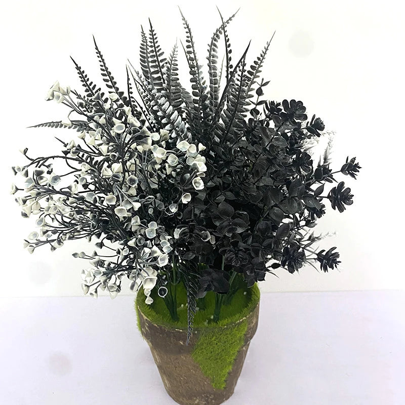 bouquet artificiel feuilles noires modernes décoration intérieure halloween minimalisteextérieurcoration événementiel