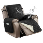 housse fauteuil inclinable motif géométrique gris beige moderne quilté poche rangement ceinture fixations