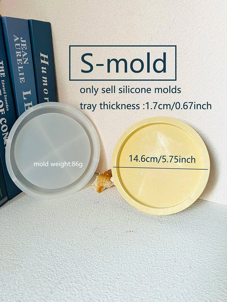 moulages silicone assiettes rondes modernes différentes tailles gris bleu rose jaune
