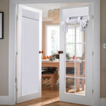 rideau porte double vitrage tissu polyester opaque decoratif bandeau fronce couleur gris foncé rouge