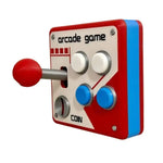 interrupteur mural rétro manette arcade rouge blanc bleu vintage fixations vis chambre salle jeu
