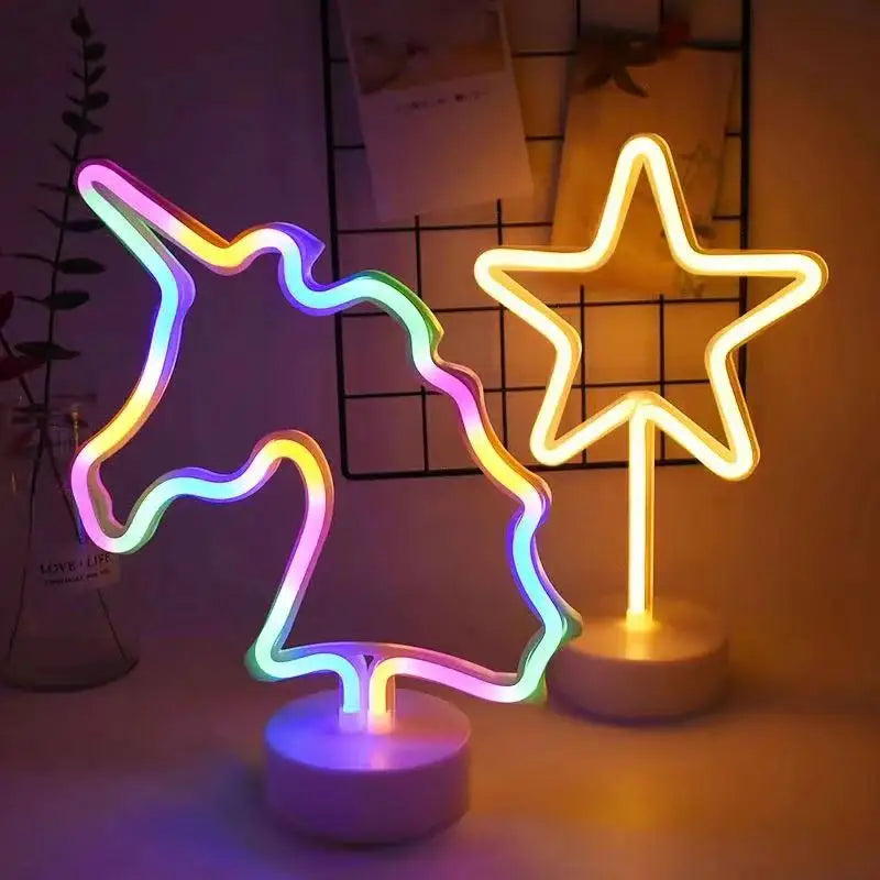 veilleuse néon moderne licorne flamant palmier ananas cœur éclair chambre enfantDecorationNoel