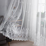 rideau brodé floral transparent classique blanc fenêtre 100cm large jusqu'à 2m haut