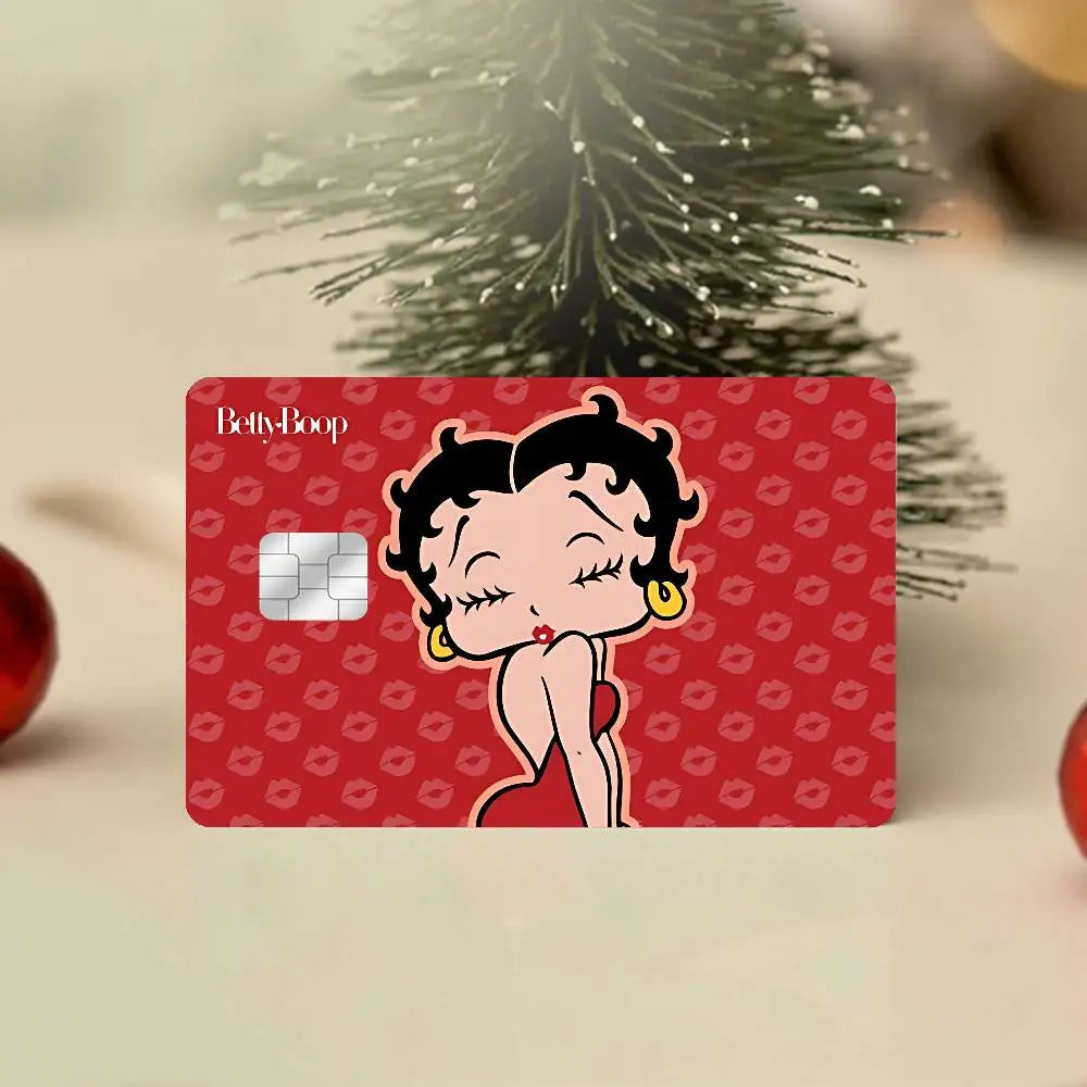 autocollants cartes bancaires waterproof dessin animé betty boop romantique rébellions pop art papier adhésif