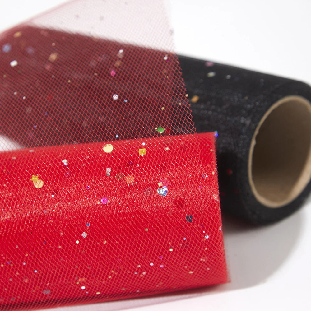 rubans tulle pailletés multicolores rose rouge vert bleu violet noir opaques festifs