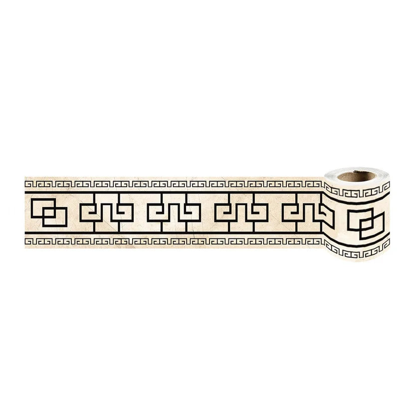 ruban decoratif adhesif blanc motif geometrique 10cm 240cm classique decoration murale impermehable