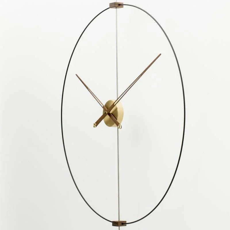 horloge murale moderne aiguille quartz noir cuivre bois visuelle unique minimaliste salon