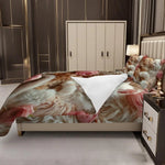 Chambre décorée avec housse de couette chaton fleurs