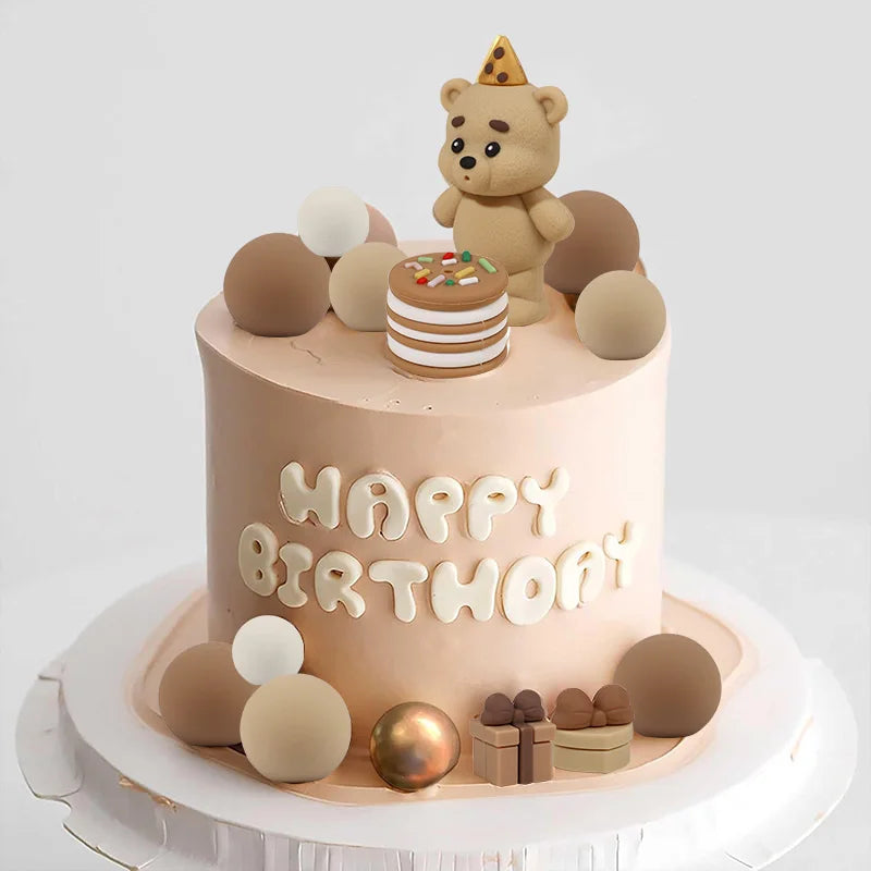 décoration gâteau ours résine boules géométriques boîtes cadeaux guirlande thème anniversaire enfants mariage festifs
