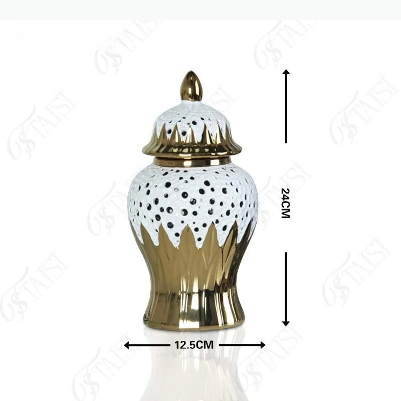 vase moderne noir or blanc feuilles texture rugueuse hydroponique fleurs séchées artisanal