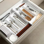 organisateur tiroir modulaire blanc rangement ustensiles cuisine minimaliste boîte papeterie rétractable conteneurs multifonctionnels