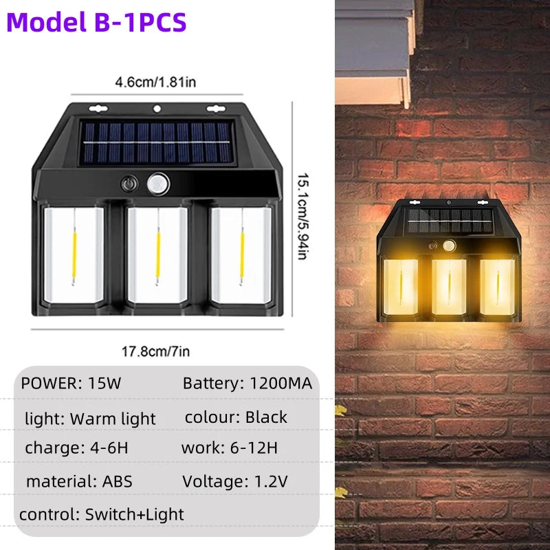 lampe solaire jardin led moderne ip65 étanche détecteur mouvement noir vis fixationsextérieur