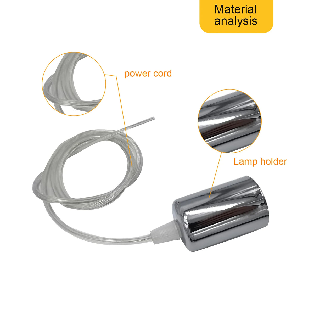 lampe suspendue moderne câble électrique 0.5m 0.8m 1m 1.5m blanc noir chrome